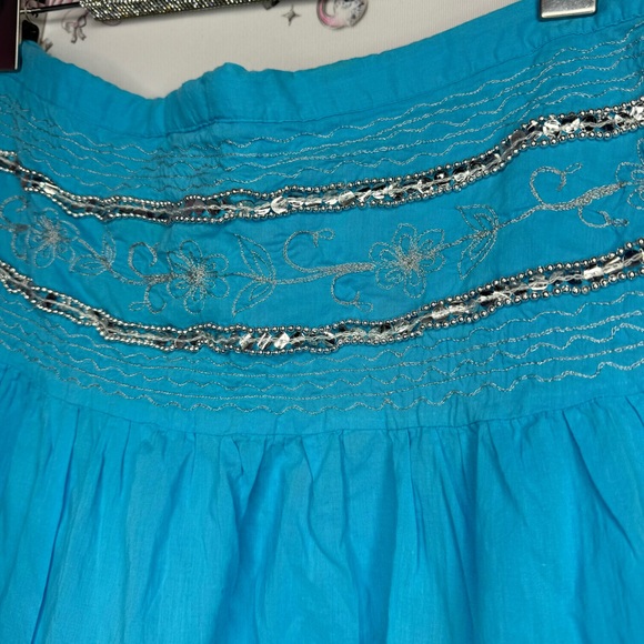 Peppermint bay skirt blue sequins floral embroidery ruffle, frilly bohemian - Picture 2 of 10